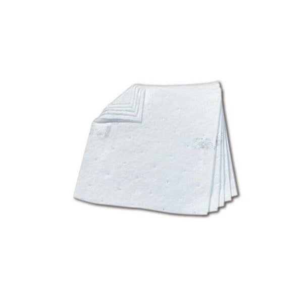 Sorbent Pad, 34.5 gal Vol Absorbed per Pkg, 19 in x 17 in, White, Polyester; Polypropylene, 100 PK